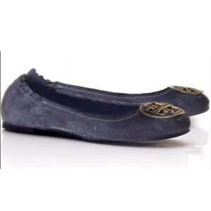 TORY BURCH Reva Navy Suede Ballet Flat Size 8.5M